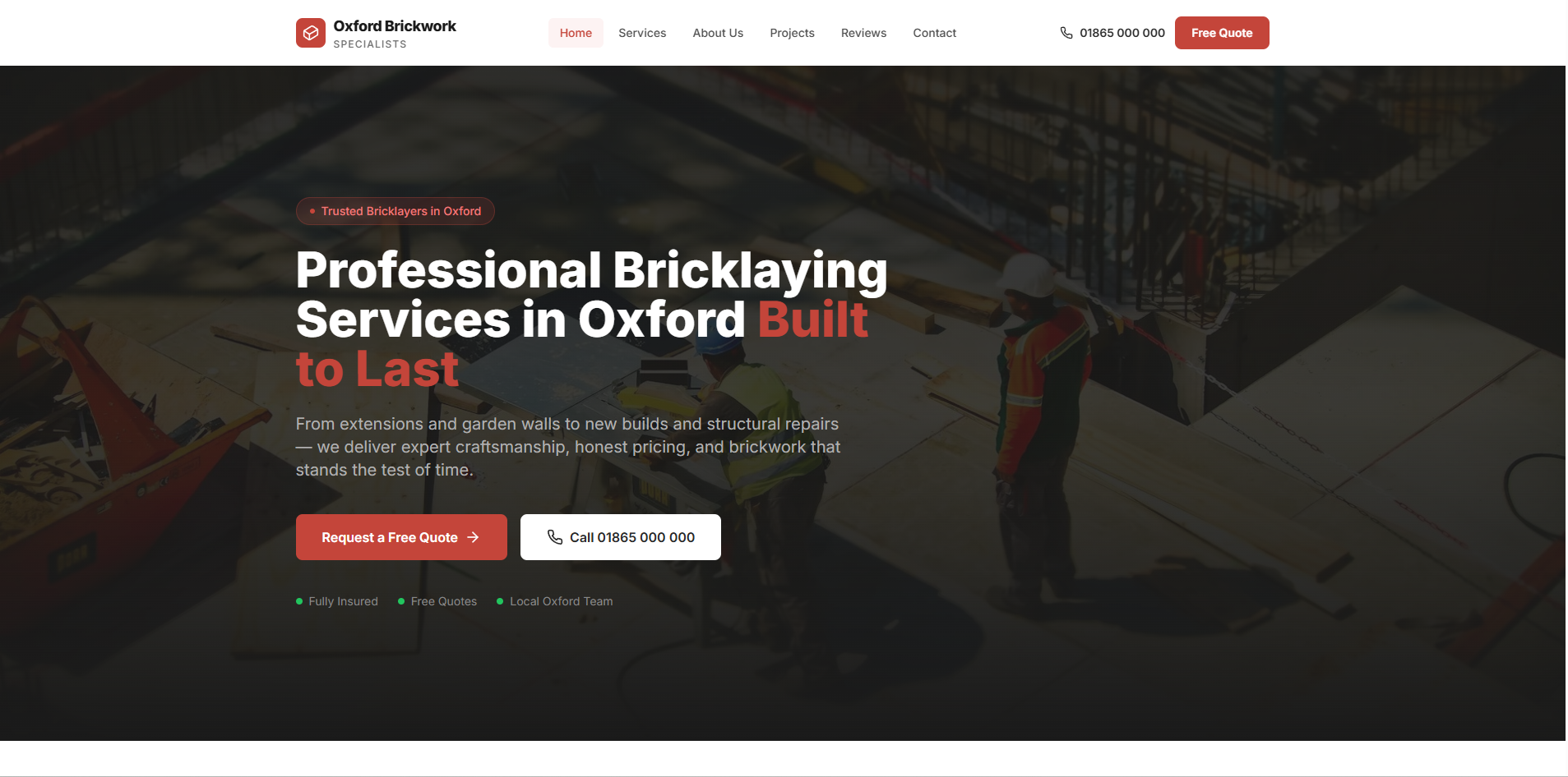 Oxford Bricklaying - Digital marketing project showcase